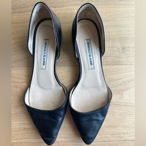 Manolo Blahnik Black Leather Flats